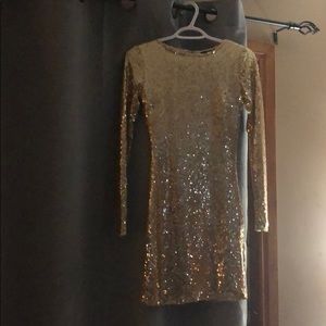 gold sequin dress